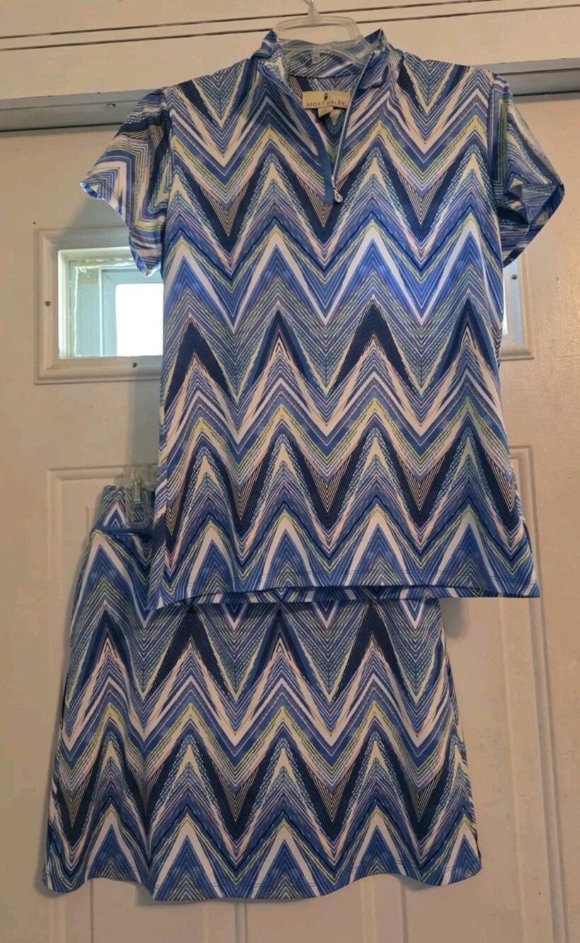 Sport Haley Athletic Golf Tennis Muliti Color Geometric Skort Skirt Set Sz S